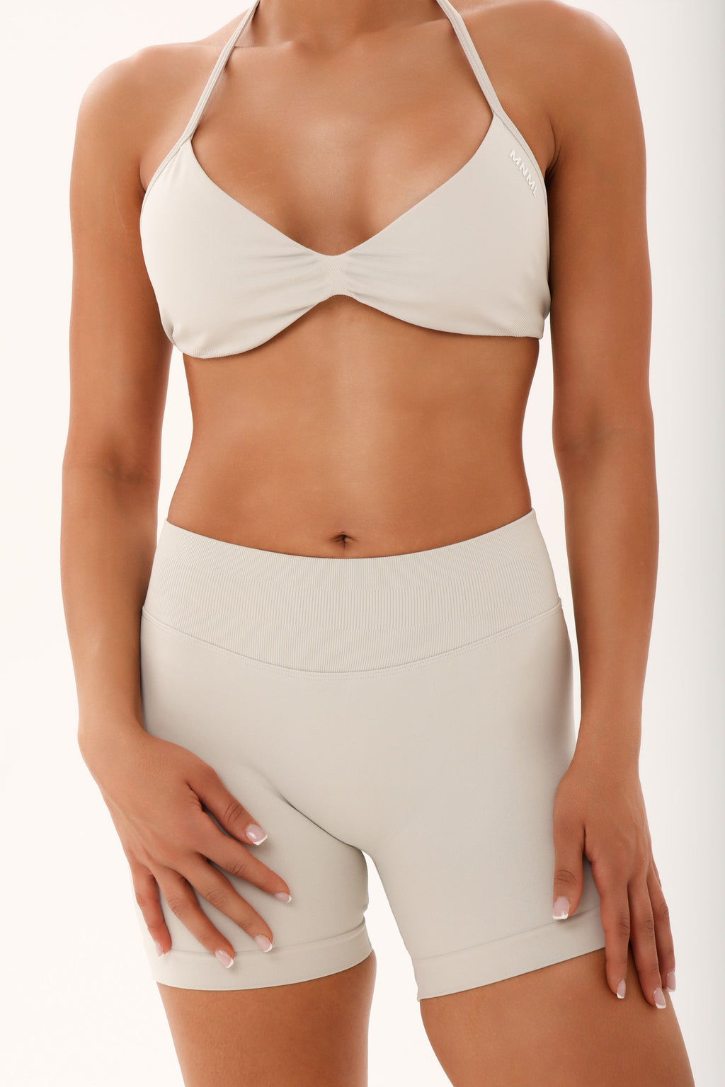 The MNML Sculpt Halterneck Bra - Oat