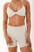 The MNML Sculpt Halterneck Bra - Oat